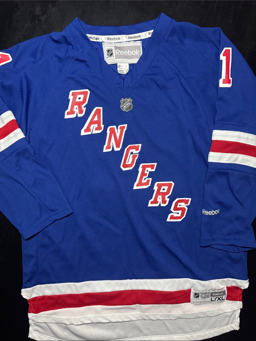 Reebok Blue Red White Rangers Hockey Jersey #61 Nash size L/Xl